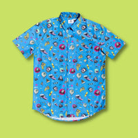 SEAESTA SURF X THE AQUABATS! SUPER CYAN BUTTON UP!