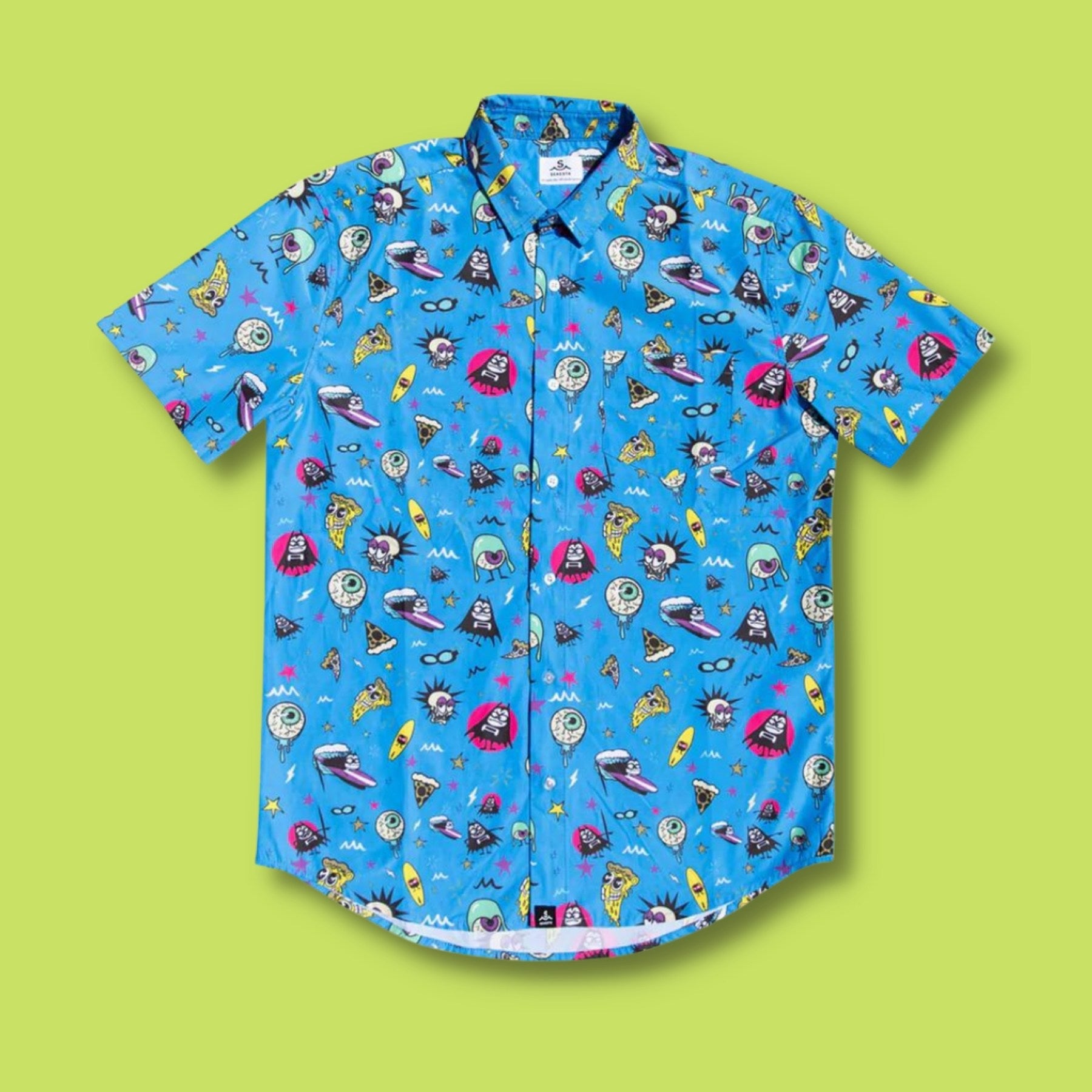 SEAESTA SURF X THE AQUABATS! SUPER CYAN BUTTON UP!