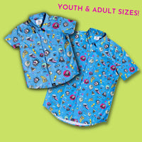 SEAESTA SURF X THE AQUABATS! SUPER CYAN BUTTON UP!