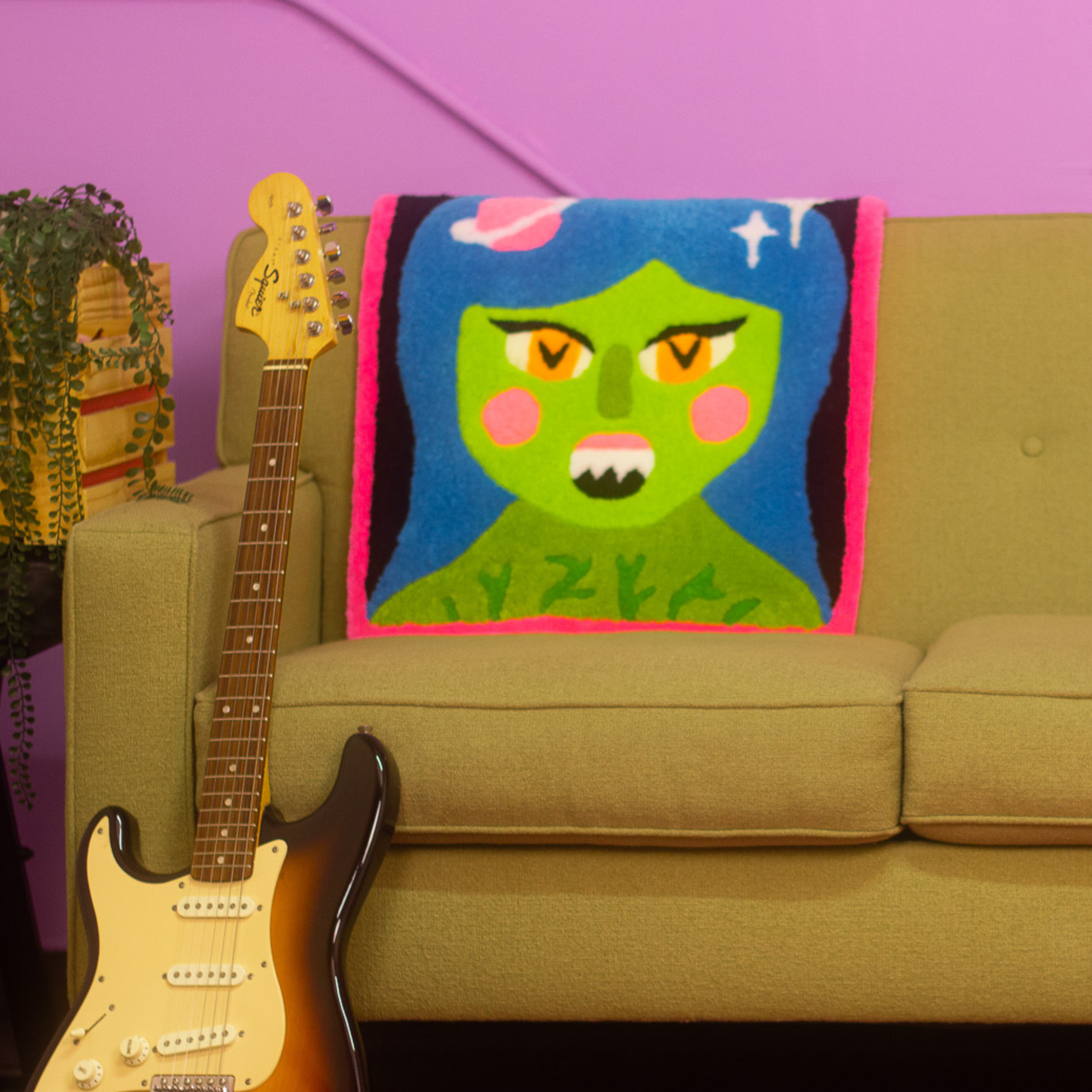 Martian Girl Hand Tuffted Rug! by Psychic Friends!