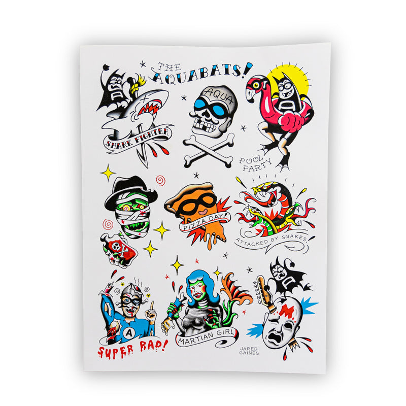The Aquabats! * Jared Gaines Tattoo Flash Screen Print