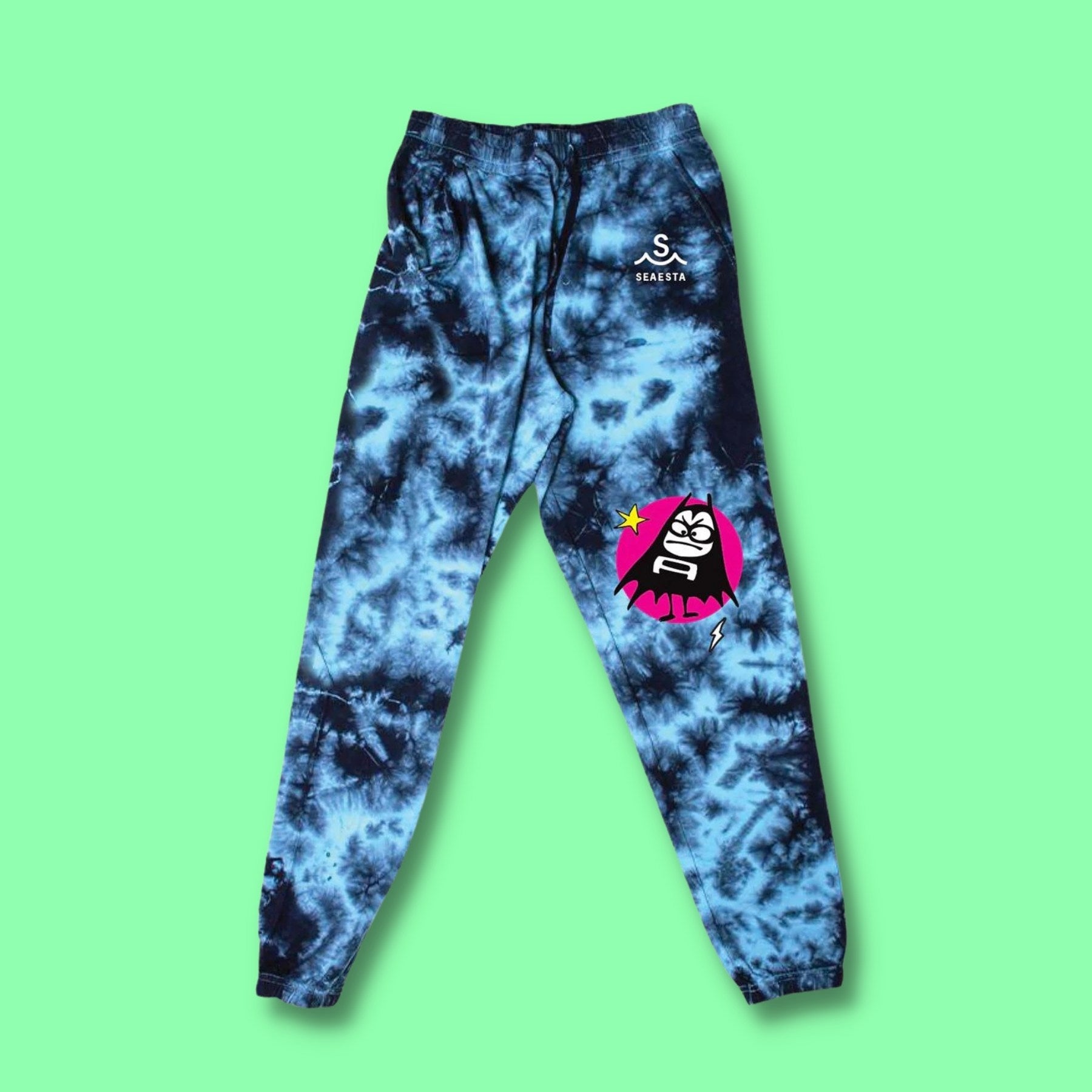 SEAESTA SURF X THE AQUABATS! TIE DYE BAT JOGGERS