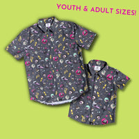 SEAESTA SURF X THE AQUABATS! BAT BLACK BUTTON UP!