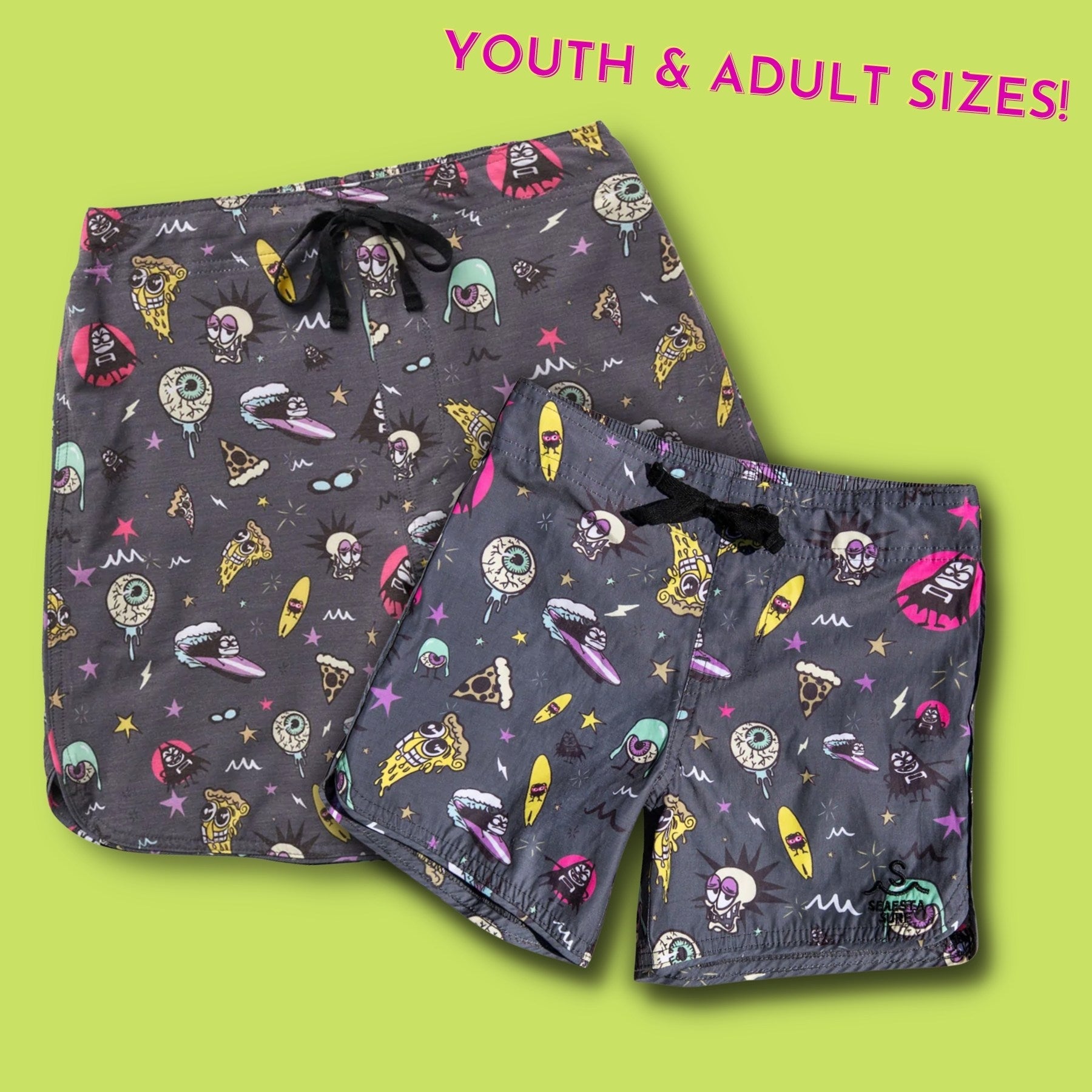 SEAESTA SURF X THE AQUABATS! BAT BLACK BOARDSHORTS!