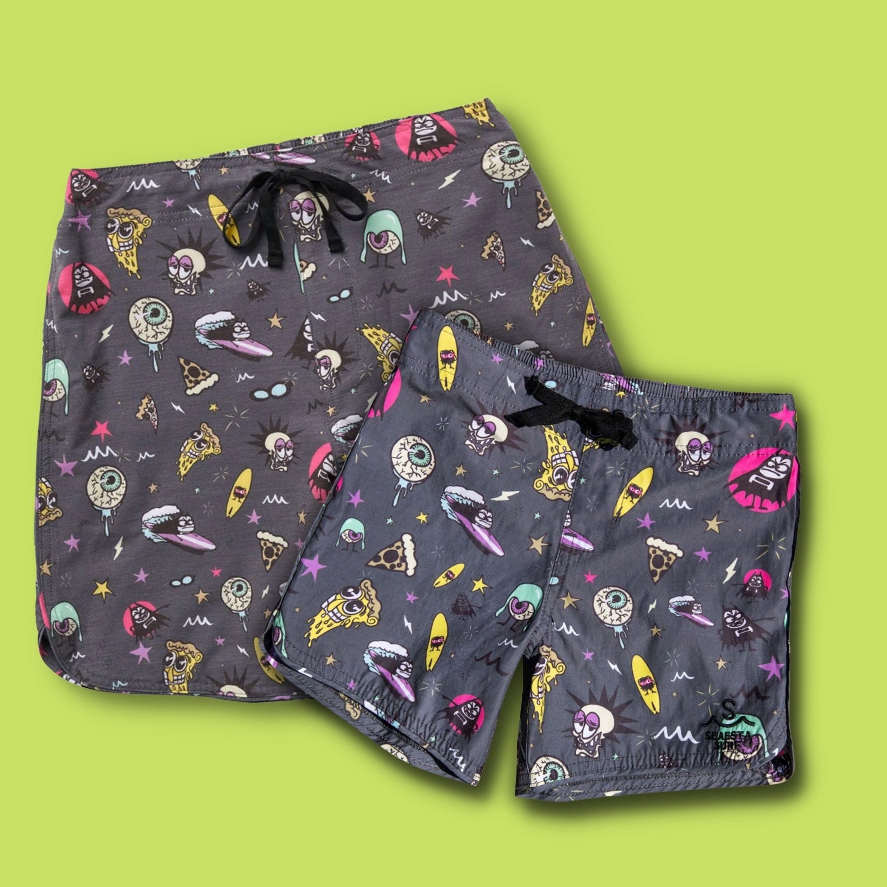 SEAESTA SURF X THE AQUABATS! BAT BLACK BOARDSHORTS!
