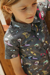 SEAESTA SURF X THE AQUABATS! BAT BLACK BUTTON UP!