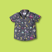 SEAESTA SURF X THE AQUABATS! BAT BLACK BUTTON UP!